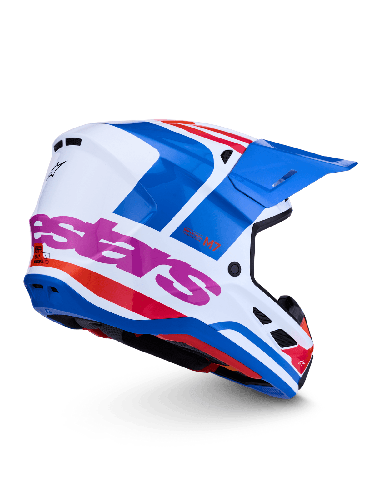 Alpinestars S-M7 Core Casco ECE 22.06 – Blanco Azul Naranja Rosa Brillo - MxProStoreParts