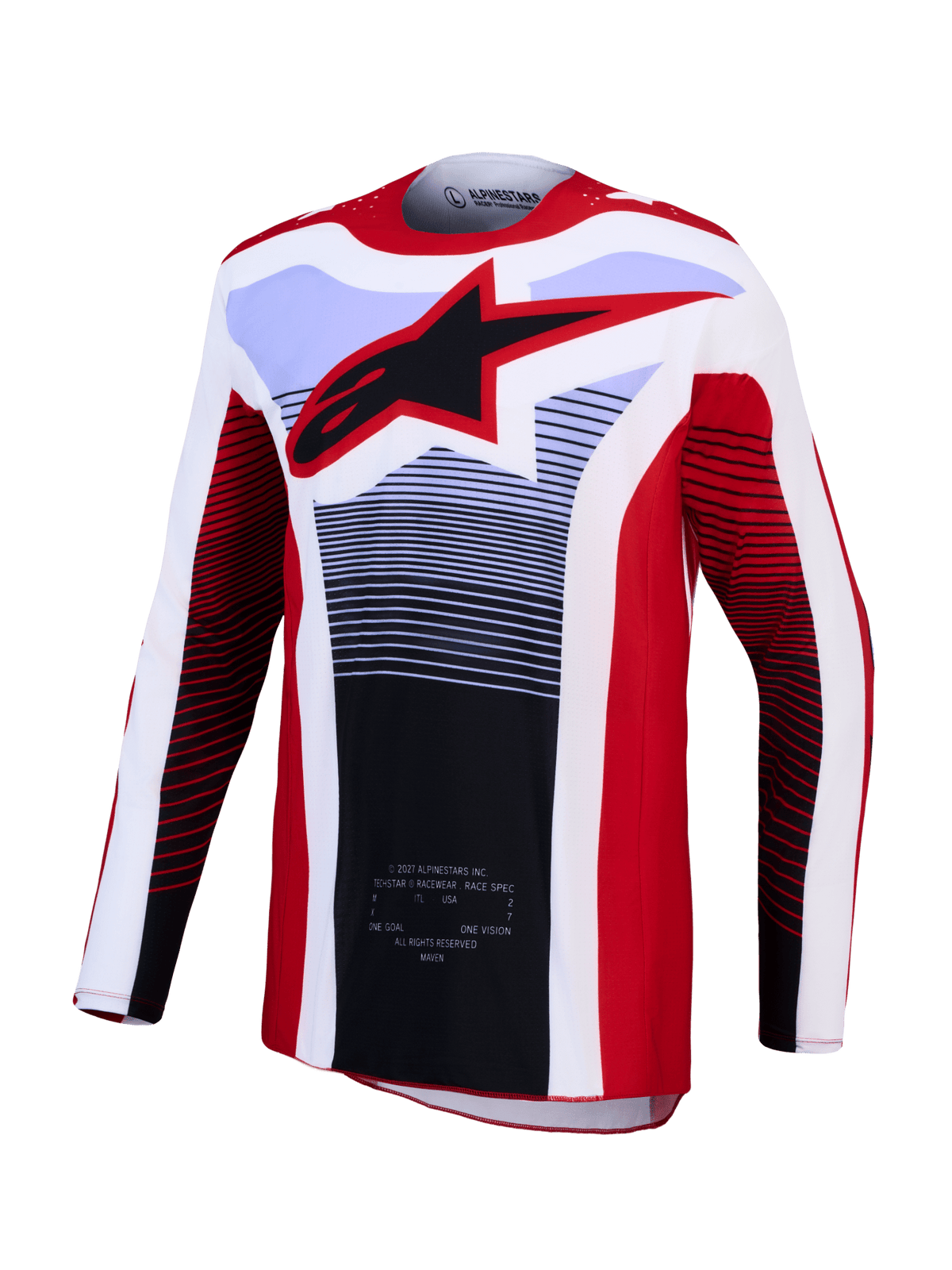 Alpinestars Techstar Maven Jersey 2027 – Rouge Feu, Blanc, Lavande, Noir - MxProStoreParts