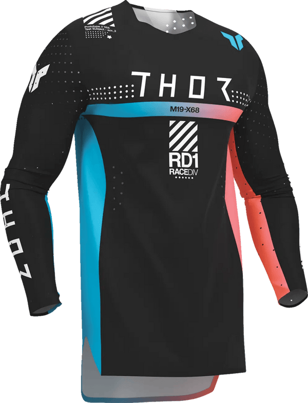 THOR Sportmode Synth crossshirt – Zwart/Wit/Turquoise/Koraal