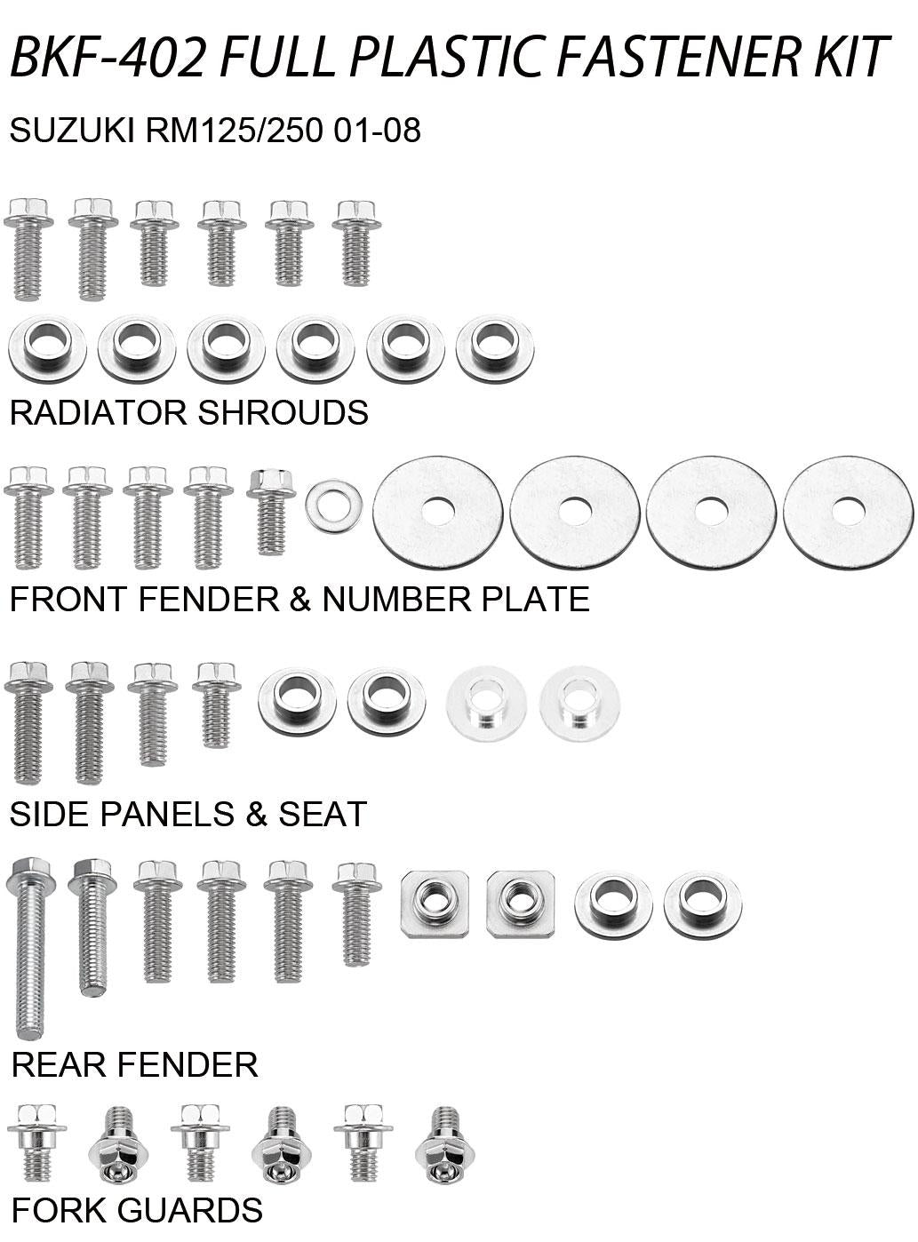 Airtime Volledige plastic set schroeven set Suzuki RM 125/250 01-08