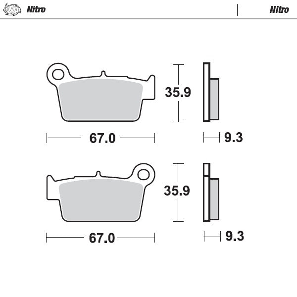Moto Master Sintered Metal Achter remblokken Nitro Fantic, Beta, Gas Gas, Kawasaki, Suzuki, Yamaha, TM