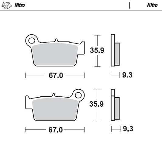 Moto Master Sintered Metal Achter remblokken Nitro Fantic, Beta, Gas Gas, Kawasaki, Suzuki, Yamaha, TM