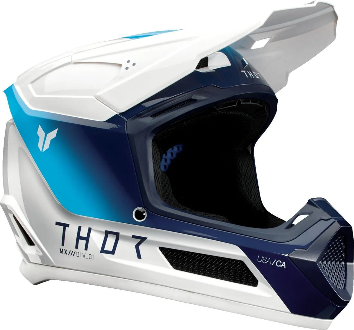 THOR Fleet Storm jeugd crosshelm – Blauw/Wit glanzend