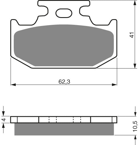 Technische illustratie: GOLDFREN Brake Pads 100 Ceramic Carbon K1 – 100 K1; uitvoering volgens artikelgegevens