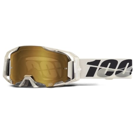 100% ARMATIC Pitch White / Gold – Motocross Goggle / MX Goggle