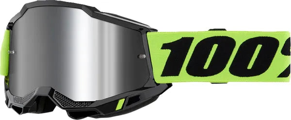 100% Accuri 2 crossbril zwart/zilver/fluor groen/fluor geel – zilveren spiegellens
