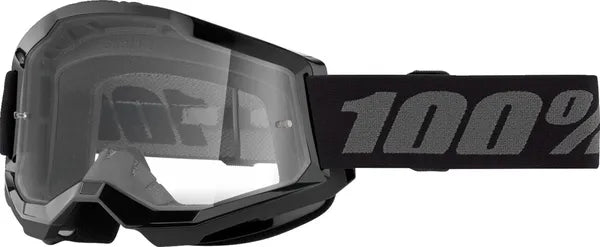 100% Strata 2 jeugdcrossbril zwart/donkergrijs – heldere lens