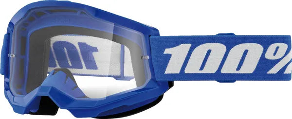 100% Strata 2 jeugdcrossbril blauw/wit – heldere lens