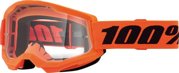 100% Strata 2 jeugdcrossbril zwart/oranje – heldere lens