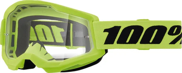 100% Strata 2 jeugdcrossbril zwart/fluor geel – heldere lens