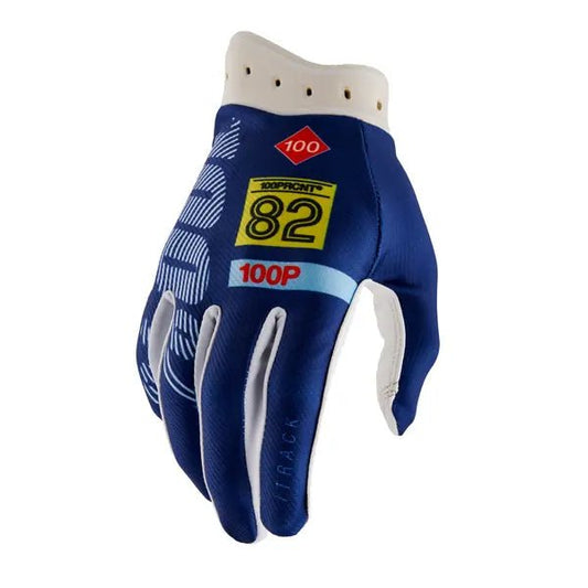 100% iTrack crosshandschoenen donkerblauw/rood/wit/geel/cyaan