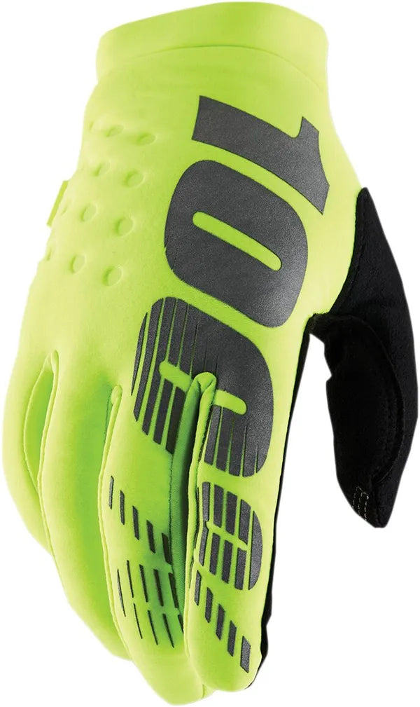 100% Brisker jeugdcrosshandschoenen fluor geel/zwart