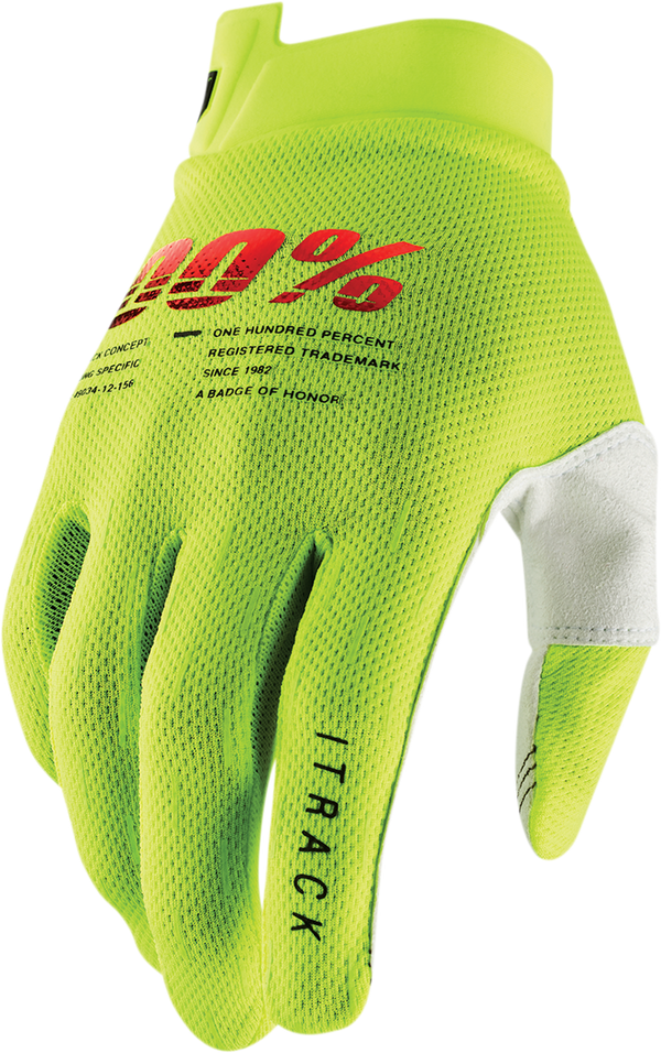 100% handschoenen Itrack Fluor Geel Jeugd Maat M