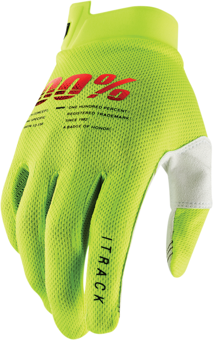 100% handschoenen Itrack Fluor Geel Jeugd Maat M