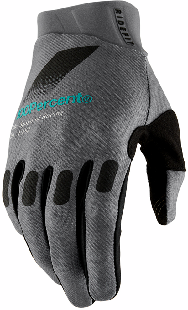 100% handschoenen Ridefit Petrol Grijs / Zwart Maat S