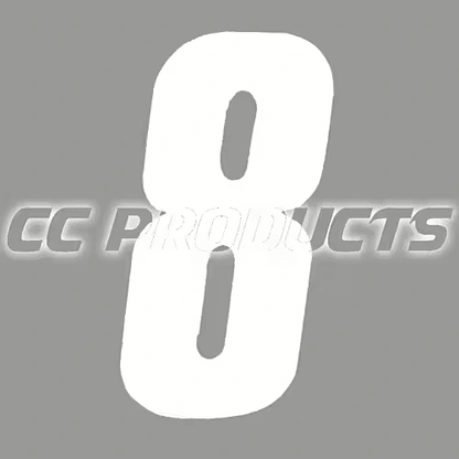 CC Products plaknummer 8 Wit 17cm hoog ( per stuk ) nummer 8 - MxProStoreParts