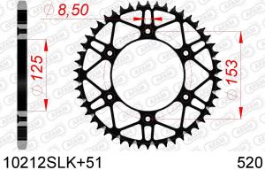 AFAM achtertandwiel 52 tands staal met moddergroef Honda CR/CRF 125/250/450/500 & XR 250/400/650