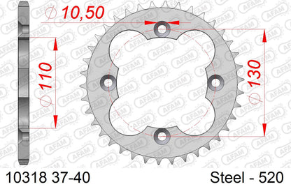 AFAM achtertandwiel staal 43 tands Quad ( voor 520 ketting )