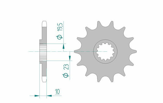 AFAM voortandwiel 22303 – 13 tanden – 520 staal
