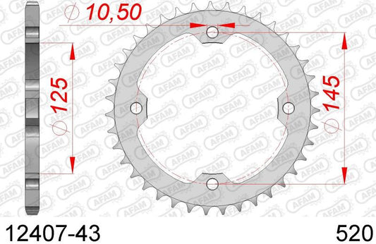 AFAM achtertandwiel staal Yamaha YFZ 450 04-08 & YFM 250R 08-13 & YFM 350R 05-13 & YFM 700R 05-20 & YFZ 450R 09-20