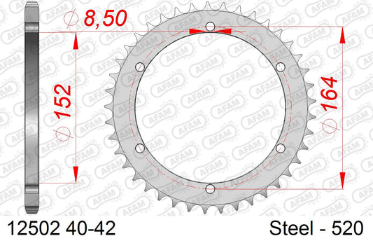AFAM achtertandwiel staal 40 tands Quad ( voor 520 ketting )