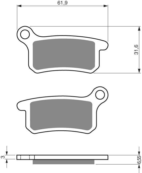 Technische illustratie: GOLDFREN Brake Pads 185 Ceramic Carbon AD – 185 AD; uitvoering volgens artikelgegevens