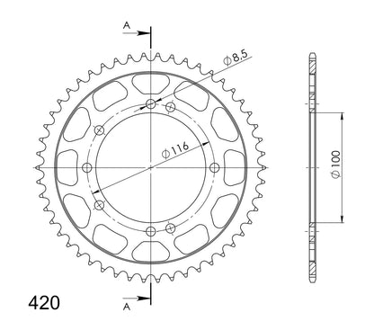 Supersprox Steel Rear sprocket KA KX80/85 Black 50