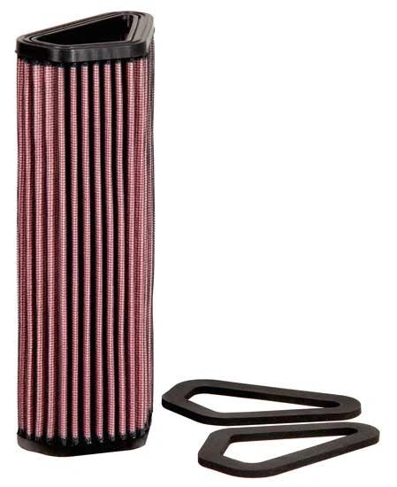 K&N Air Filter 1098, pink pleated media with black end caps; includes 2 mounting gaskets