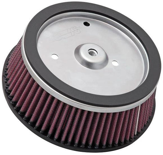 K&N air filter for Harley-Davidson Screamin' Eagle, circular red pleated element with metal top