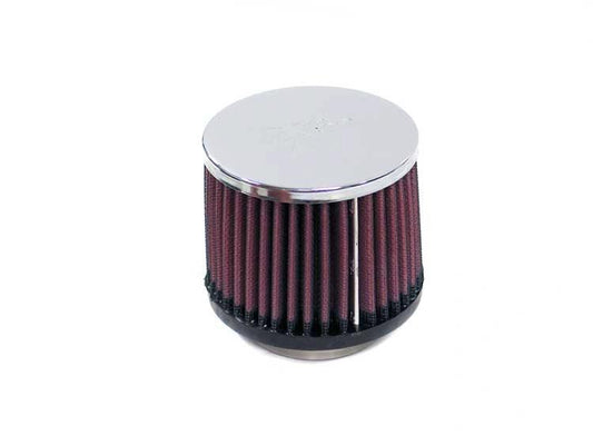 K&N 52mm air filter, chrome top, burgundy pleated media