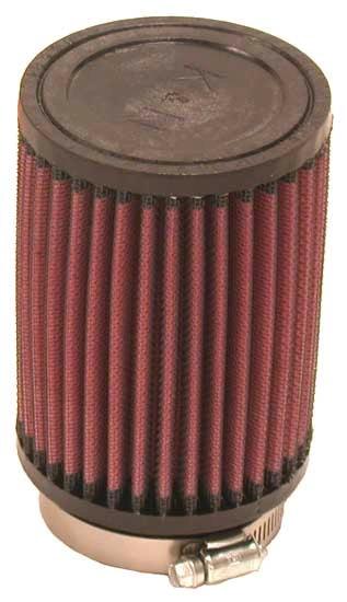 K&N Speedway 64mm air filter with red pleated media and metal clamp.