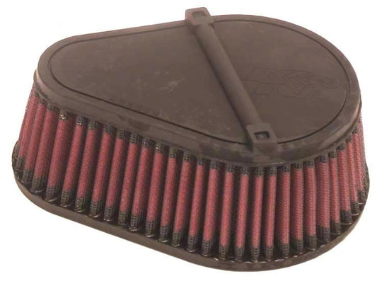 K&N air filter for DR650SE 96-98 motorcycle, red pleated media in brown plastic housing