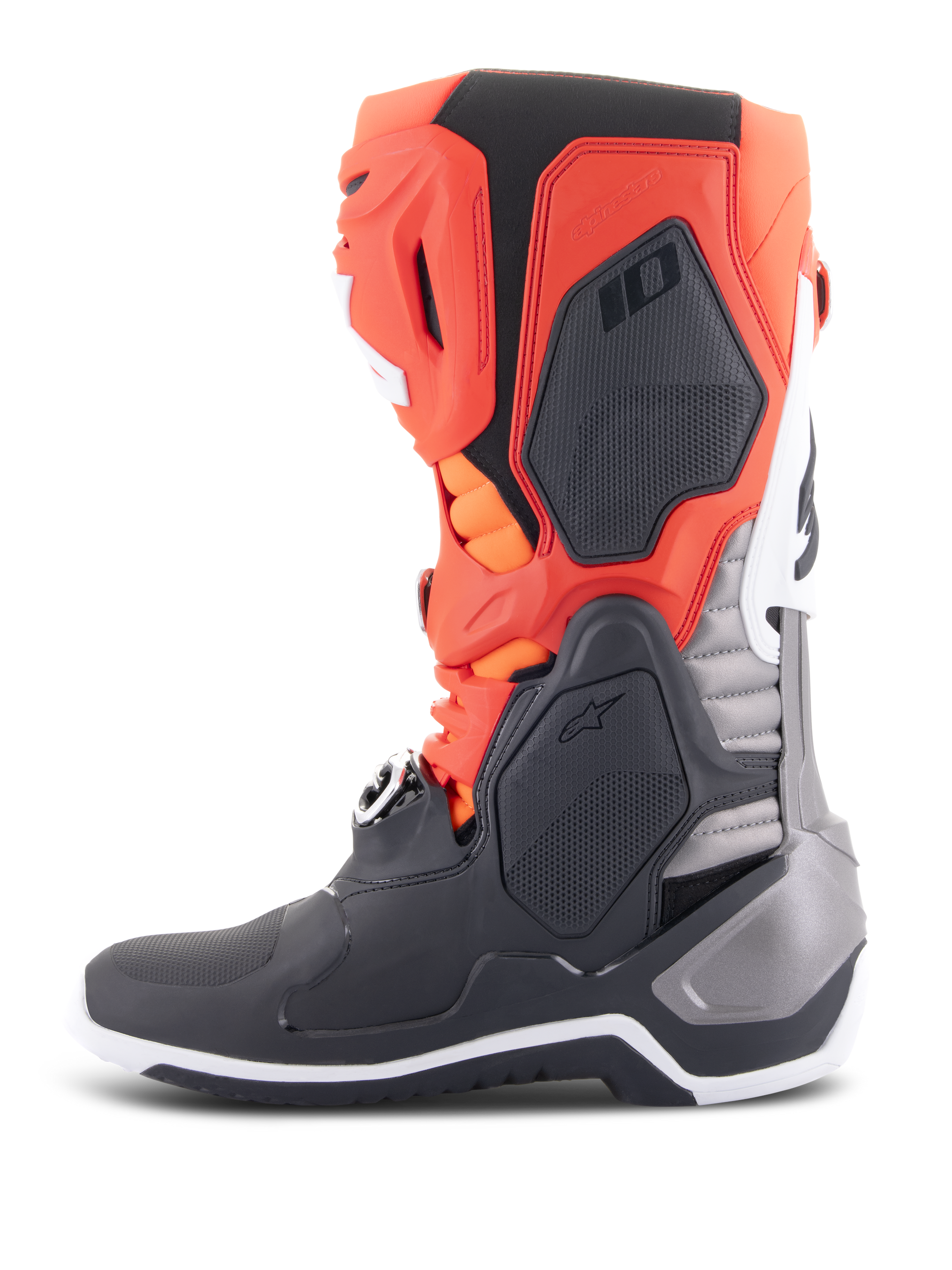 Alpinestars Tech 10 Laarzen Zwart Rood Fluo Oranje Fluo Wit