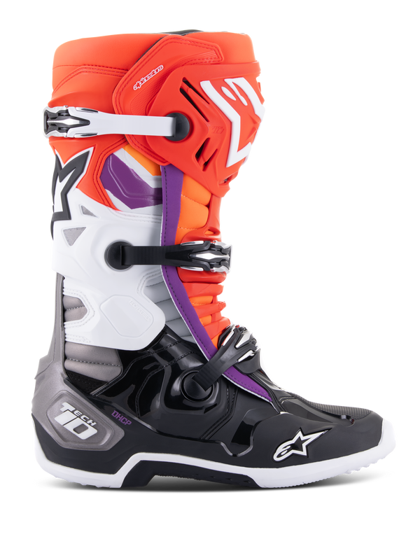 Alpinestars Tech 10 Laarzen Zwart Rood Fluo Oranje Fluo Wit