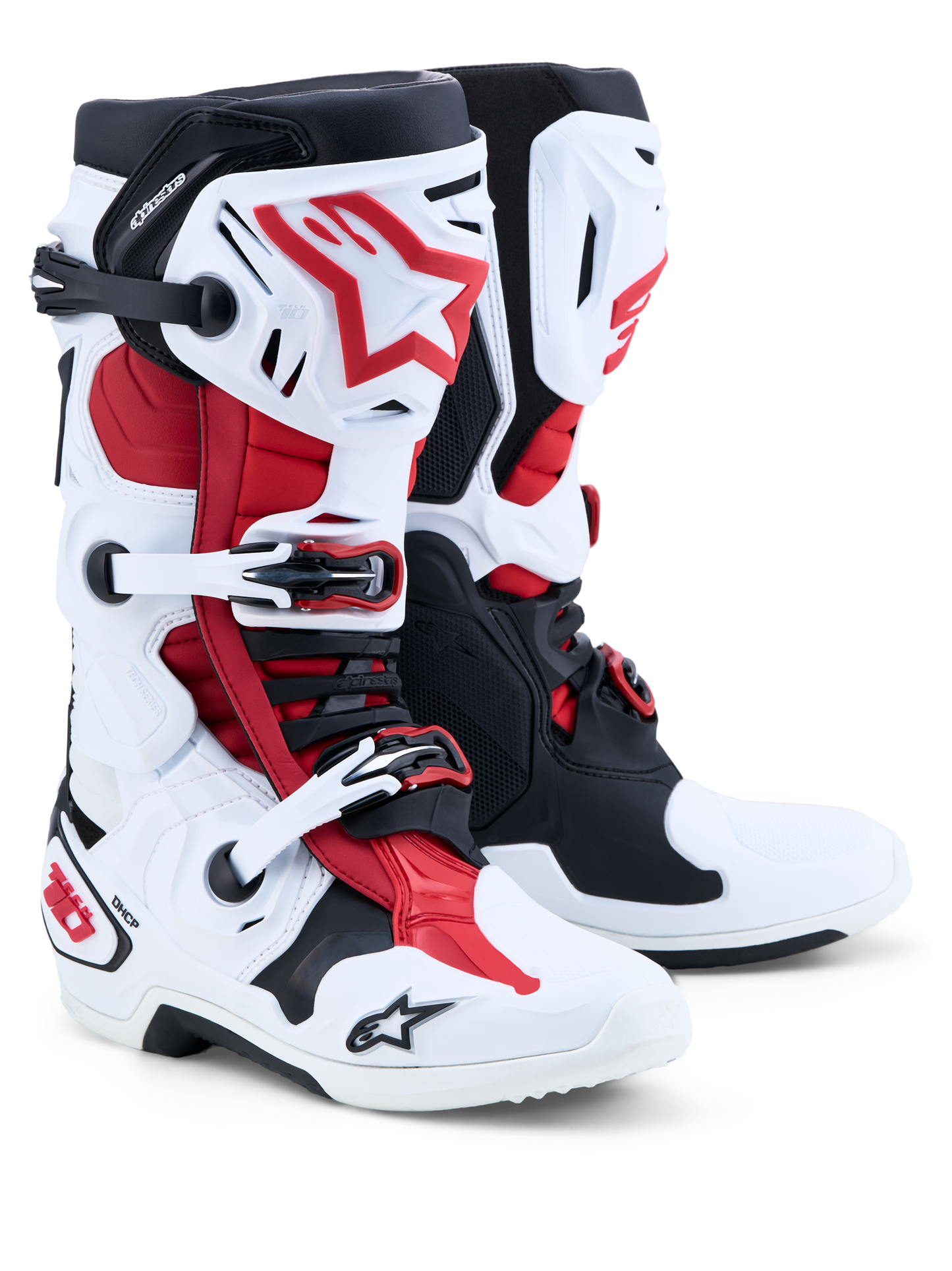 Alpinestars Tech 10 Laarzen Wit Zwart Helder Rood