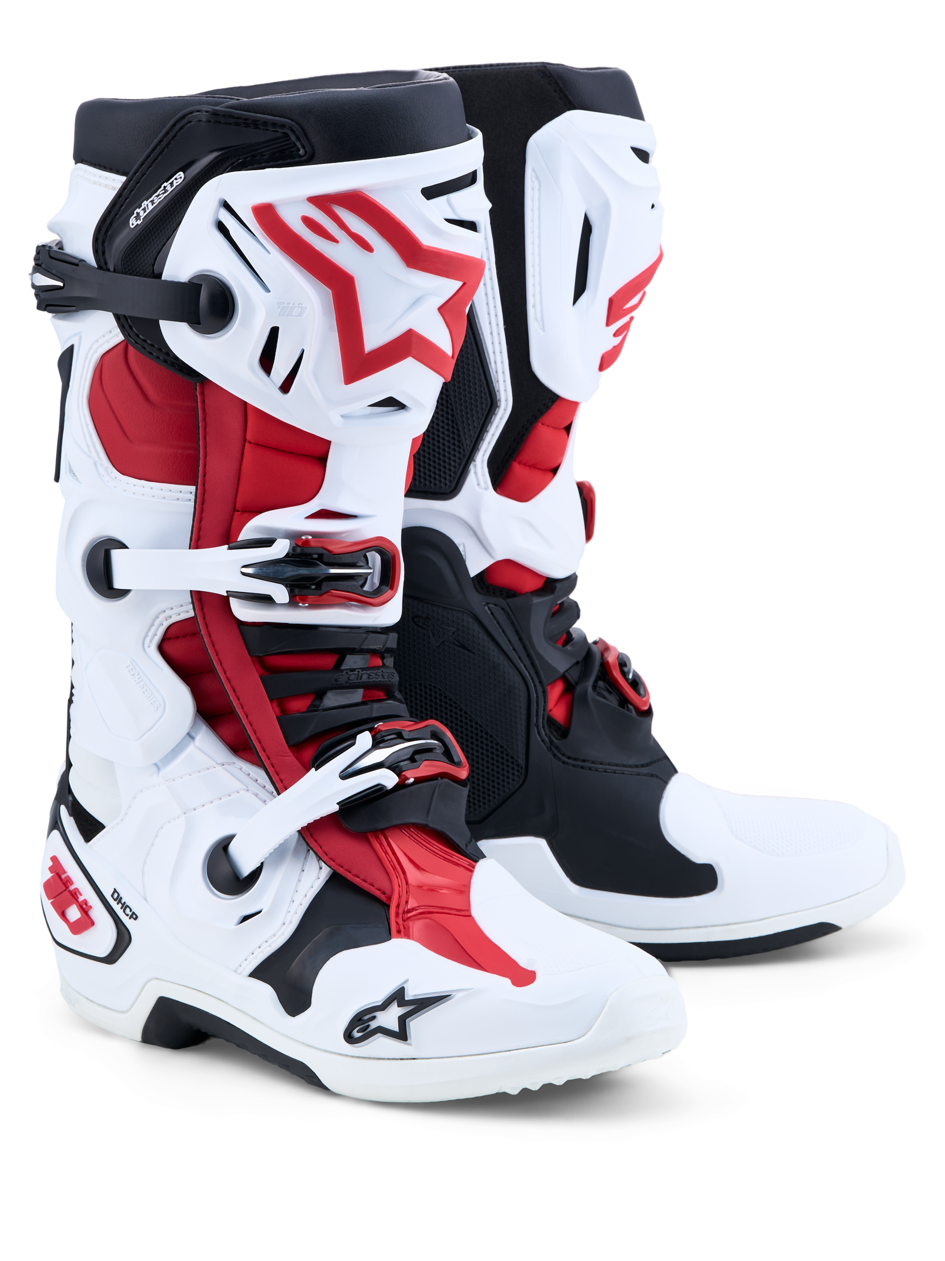 Alpinestars Tech 10 Laarzen Wit Zwart Helder Rood