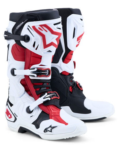 Alpinestars Tech 10 Laarzen Wit Zwart Helder Rood