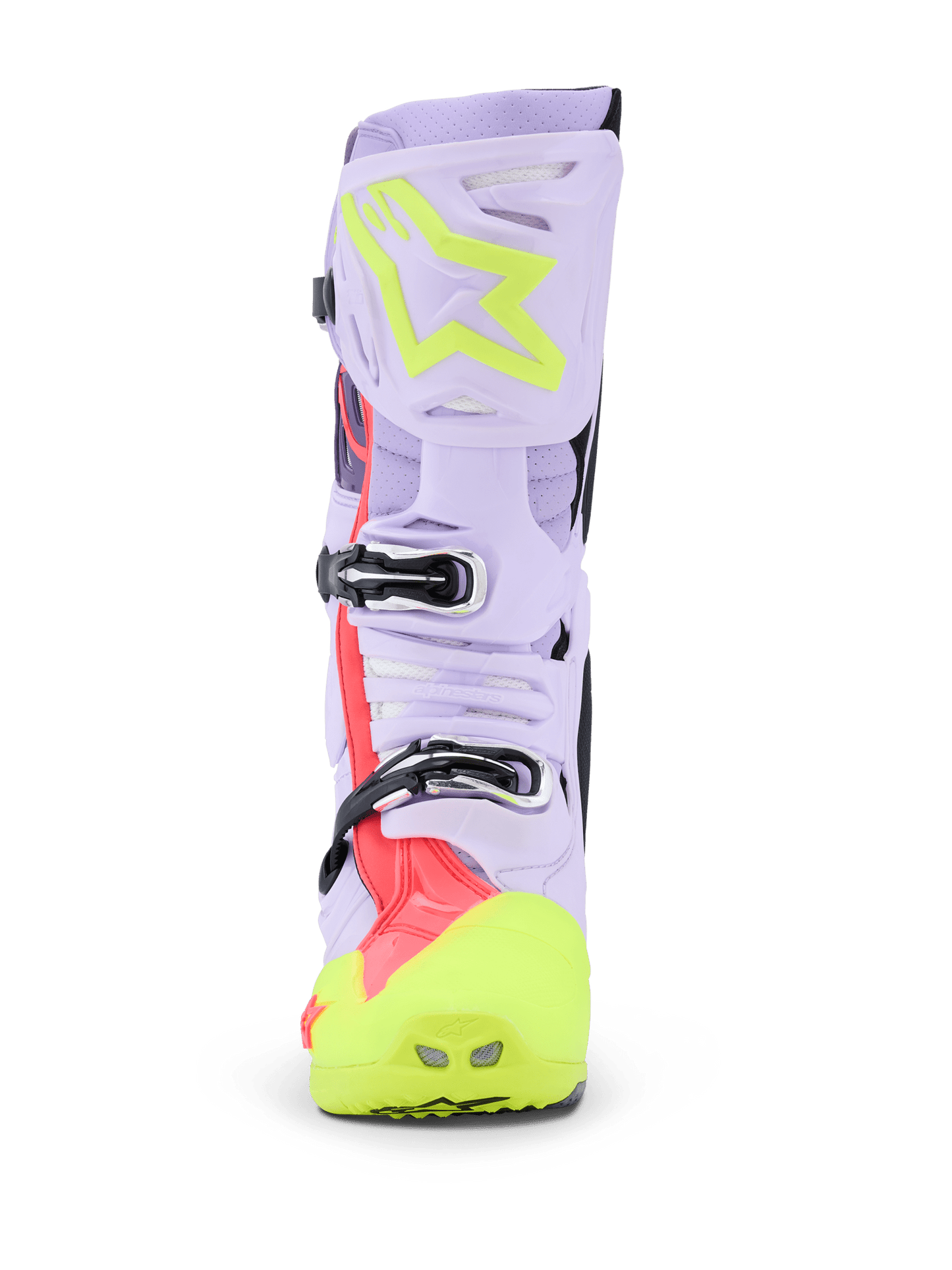 Alpinestars Tech 10 Supervented gelüftete Stiefel in Lila, Gelb und Fluor-Pink - MxProStoreParts