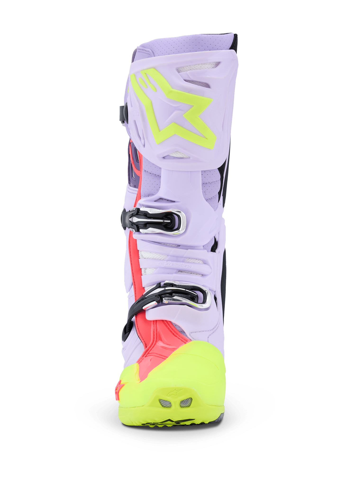 Alpinestars Tech 10 Supervented gelüftete Stiefel in Lila, Gelb und Fluor-Pink - MxProStoreParts