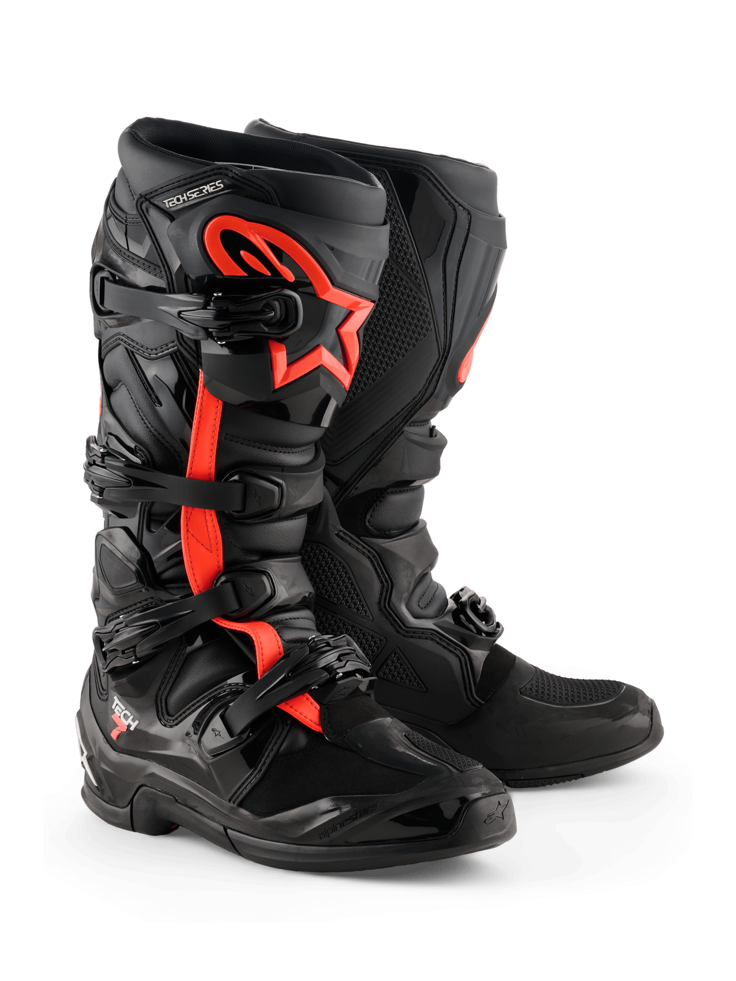 Alpinestars Tech 7 Stiefel Schwarz Rot Fluo - MxProStoreParts