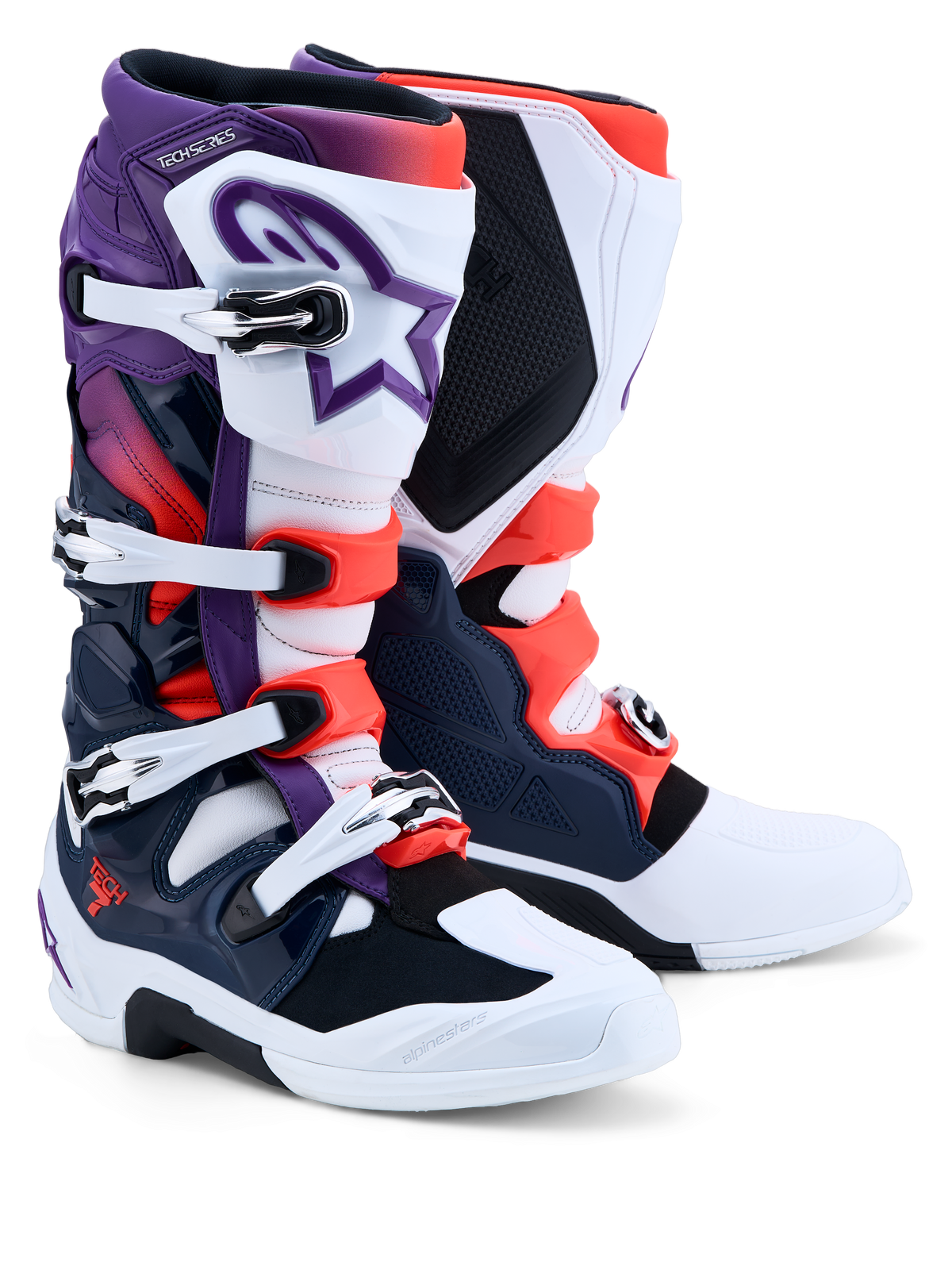 Alpinestars Tech 7 Laarzen Paars Wit Donkerblauw Rood Fluo