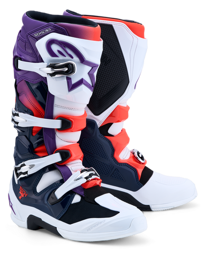Alpinestars Tech 7 Laarzen Paars Wit Donkerblauw Rood Fluo