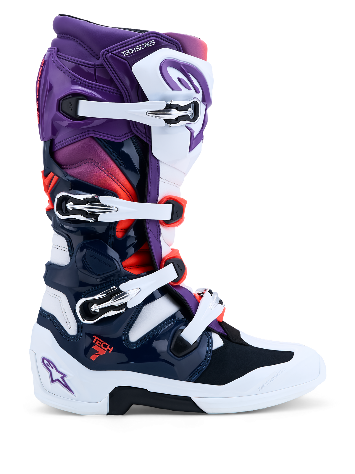 Alpinestars Tech 7 Laarzen Paars Wit Donkerblauw Rood Fluo