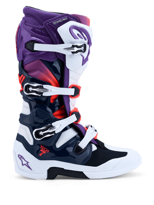 Alpinestars Tech 7 Botas Morado Blanco Azul Oscuro Rojo Fluorescente