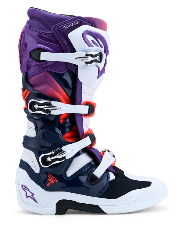 Alpinestars Tech 7 Laarzen Paars Wit Donkerblauw Rood Fluo