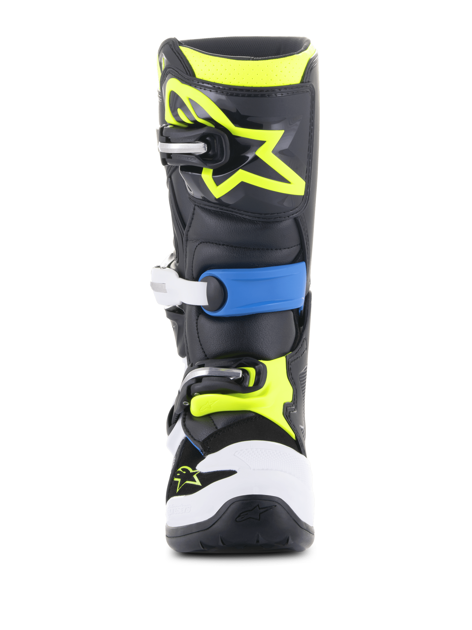 Alpinestars Youth Tech 7S Motorcrosslaarzen Zwart Blauw Geel Fluo