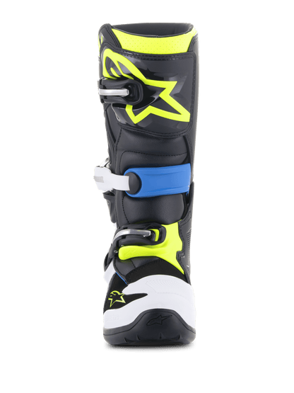 Alpinestars Youth Tech 7S Motorcrosslaarzen Zwart Blauw Geel Fluo