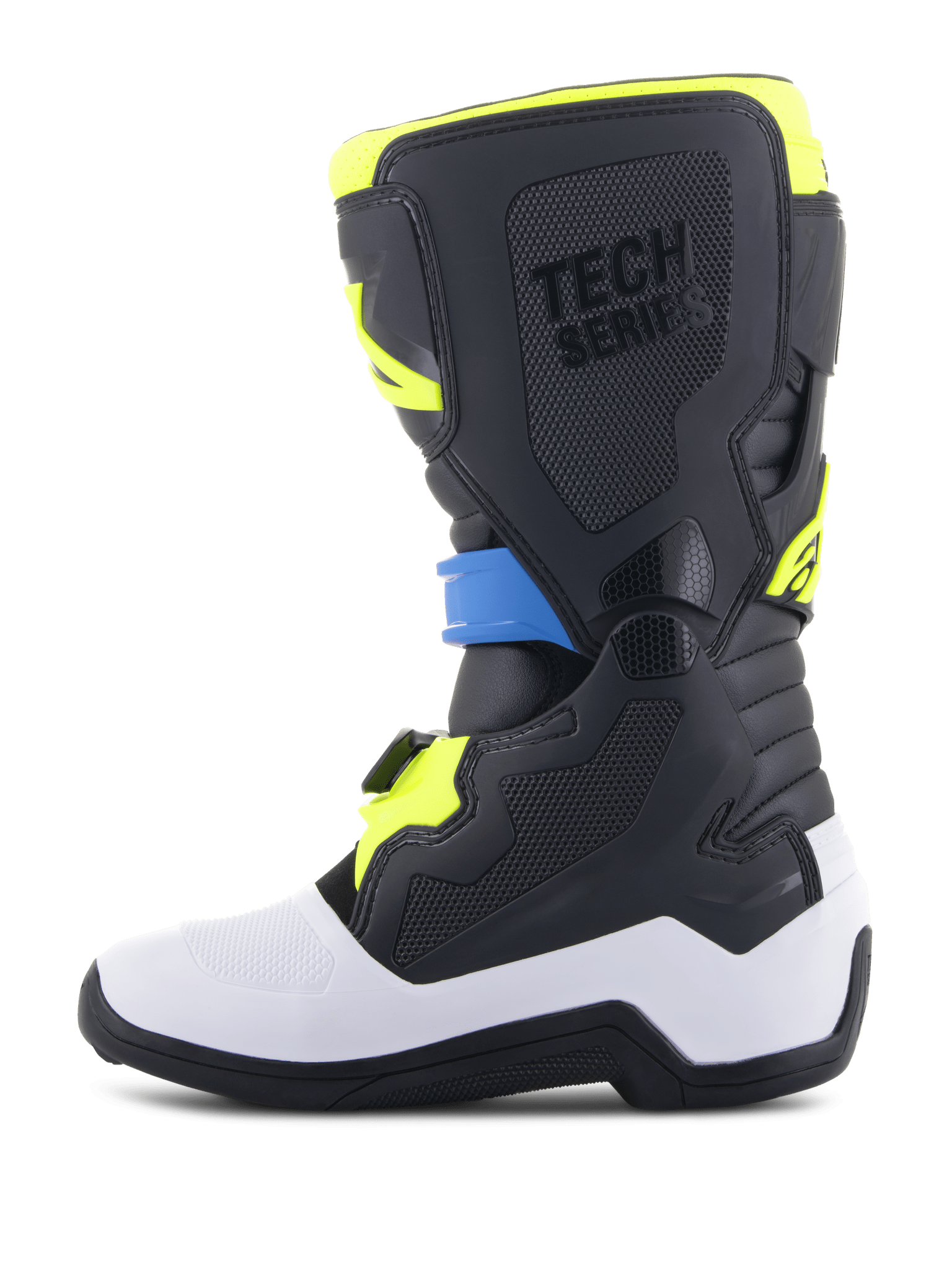 Alpinestars Youth Tech 7S Motorcrosslaarzen Zwart Blauw Geel Fluo