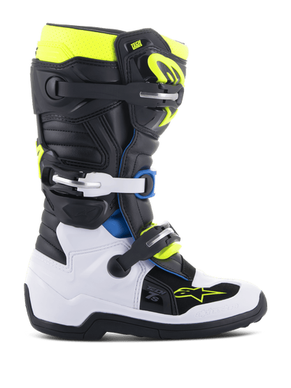 Alpinestars Youth Tech 7S Motorcrosslaarzen Zwart Blauw Geel Fluo