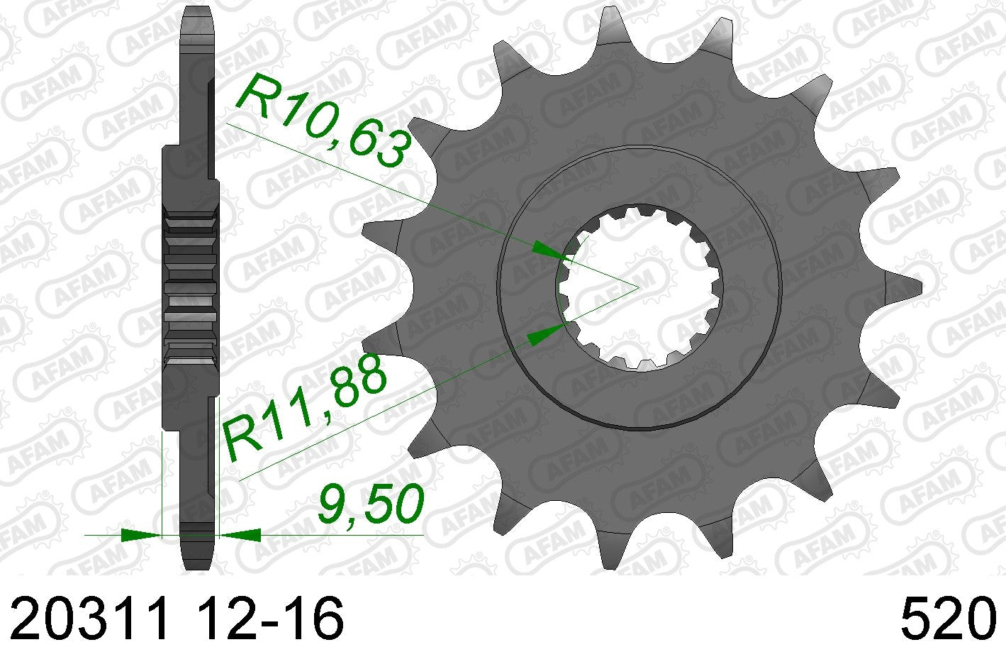 AFAM voortandwiel 14 tands staal Honda CR 250R 88-07 &amp; CR 500R 88-01 &amp; CRF 450R 02- &amp; CRF 450 RX 17-